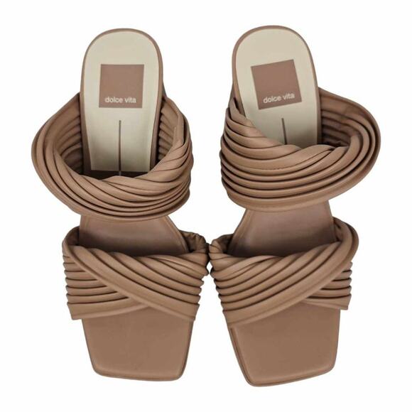 NEW Dolce Vita Chunky Block Heel Platform Slide Sandals Neutral Beige Size 7 - Picture 8 of 11